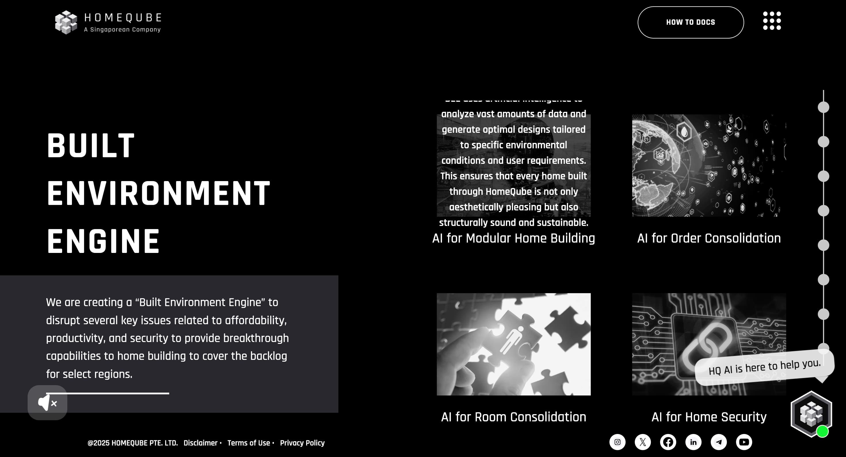 Homeqube feature showcase - AI and blockchain powered platform that allows users to bid and build homes thru gamification.