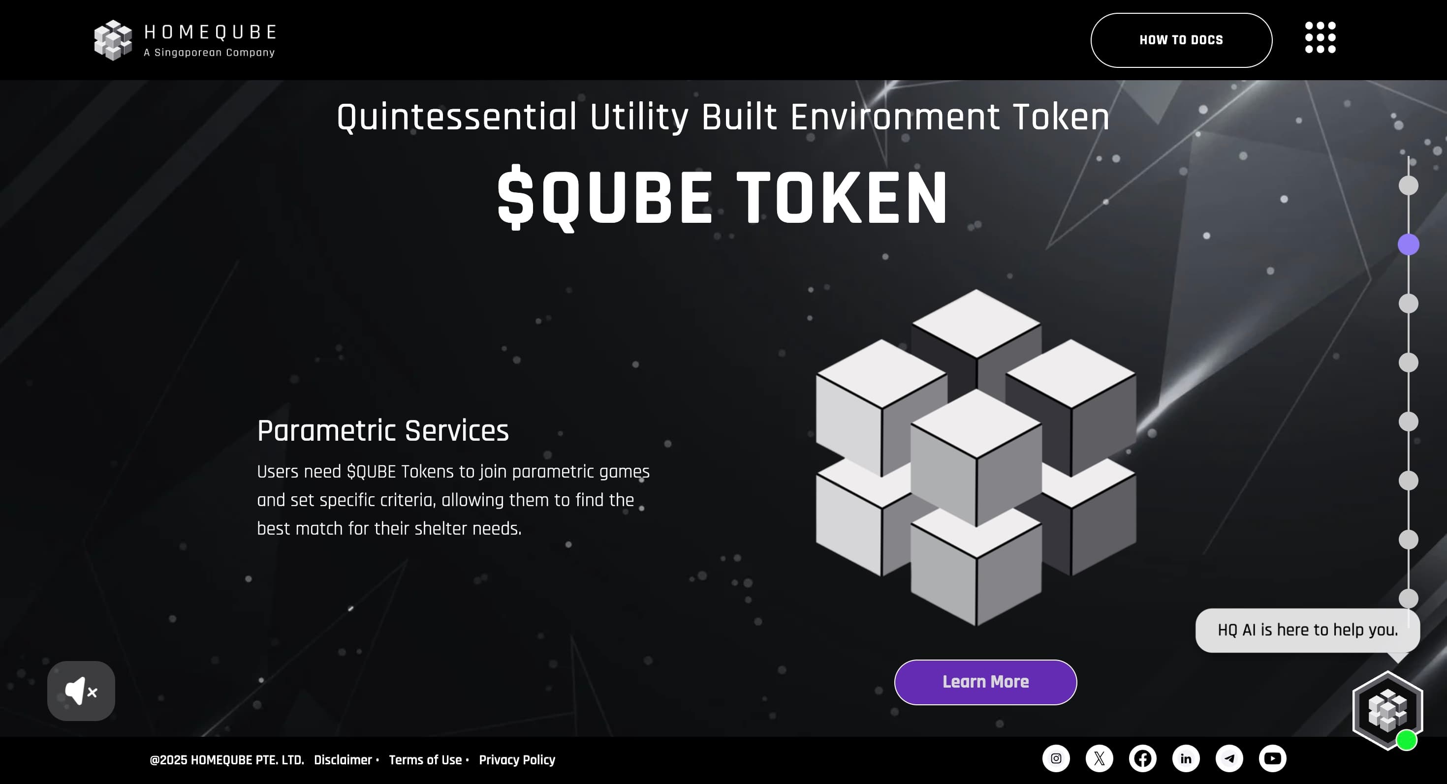 Homeqube detailed view - AI and blockchain powered platform that allows users to bid and build homes thru gamification.