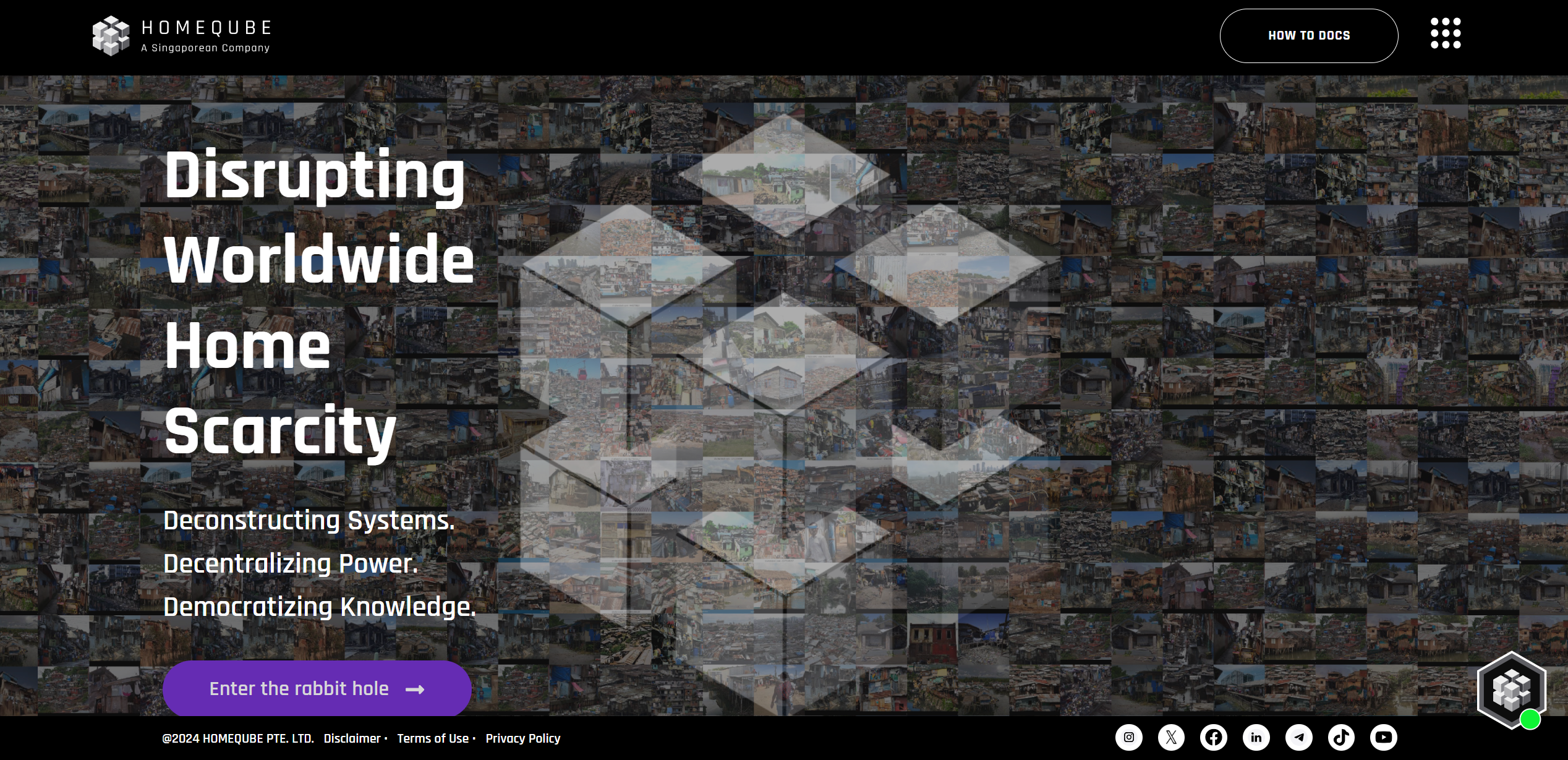 Homeqube main interface - AI and blockchain powered platform that allows users to bid and build homes thru gamification.